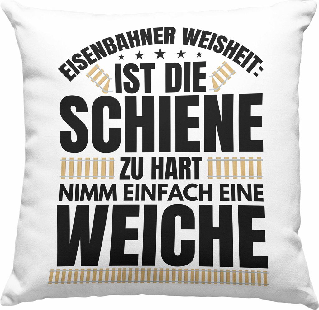 Trendation - Weiche Lokführer Deko-Kissen mit Füllung 40x40 Geschenk Eisenbahner Spruch Lokomotive Geschenkidee Eisenbahn Modelleisenbahn (Blau)