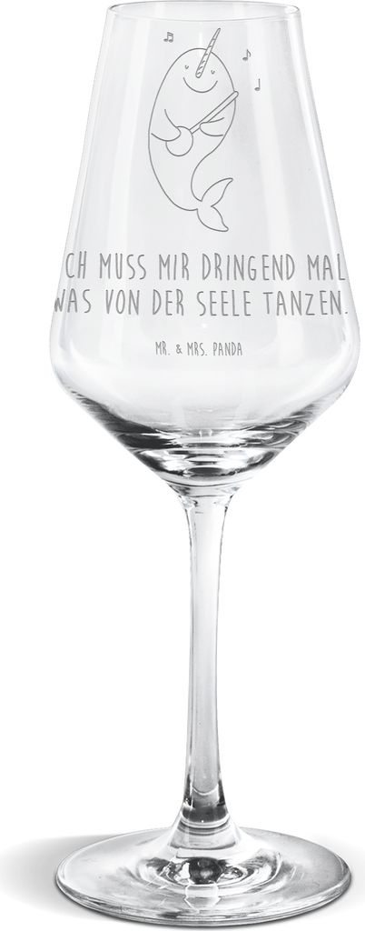 Mr. & Mrs. Panda Weißwein Glas Narwal Gitarre - Transparent - Geschenk, Wal, Kelch, Problemlösung, Probleme, Meer, Weinglas, Tanzen, Weißweinkel...