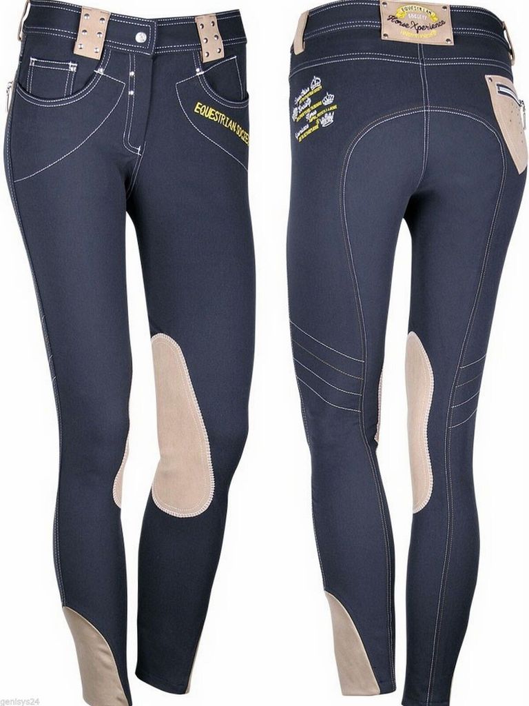 Harrys Horse Damenreithose Richmond, Strass und Ziernähte, Kniebesatz, total eclipse (navy), Größe:38