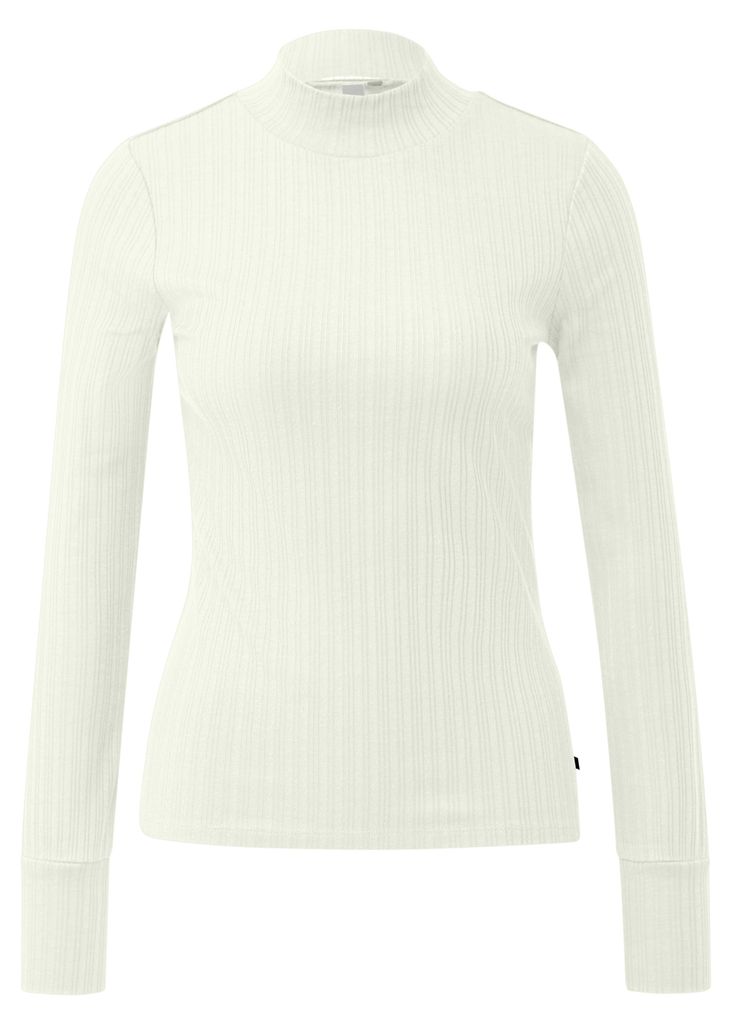 s.Oliver Damen T-Shirt schmal geschnitten aus Viskosemix mit Rippstruktur