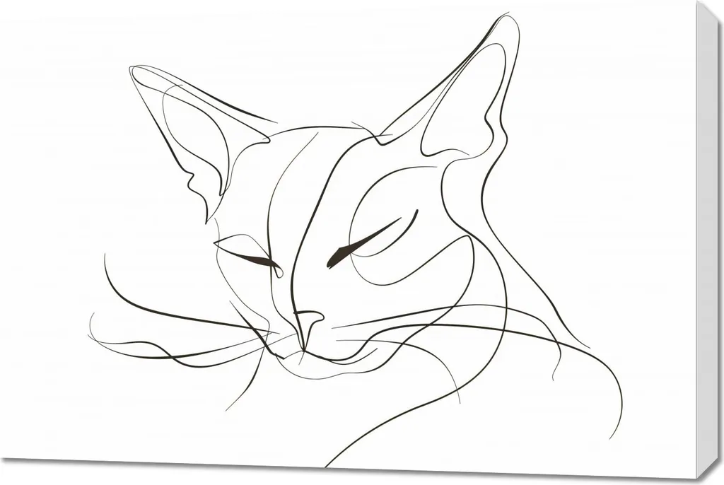 Toile Chat aux lignes 90x60 cm - Impression Haute Définition Design