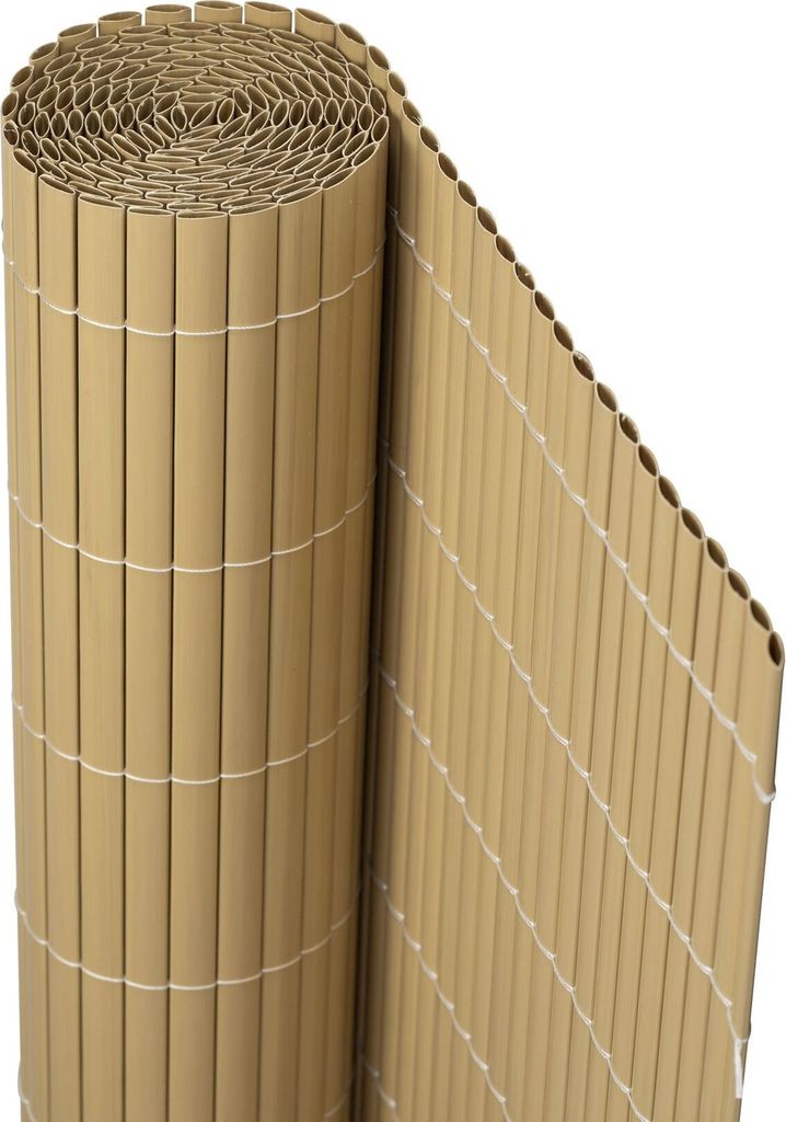 Jarolift PVC Sichtschutzmatte, 100 x 800 cm (2-teilig), bambus – UV-beständig, wetterfest Garten & Balkon Windschutz, Sichtschutzzaun Zaunblende