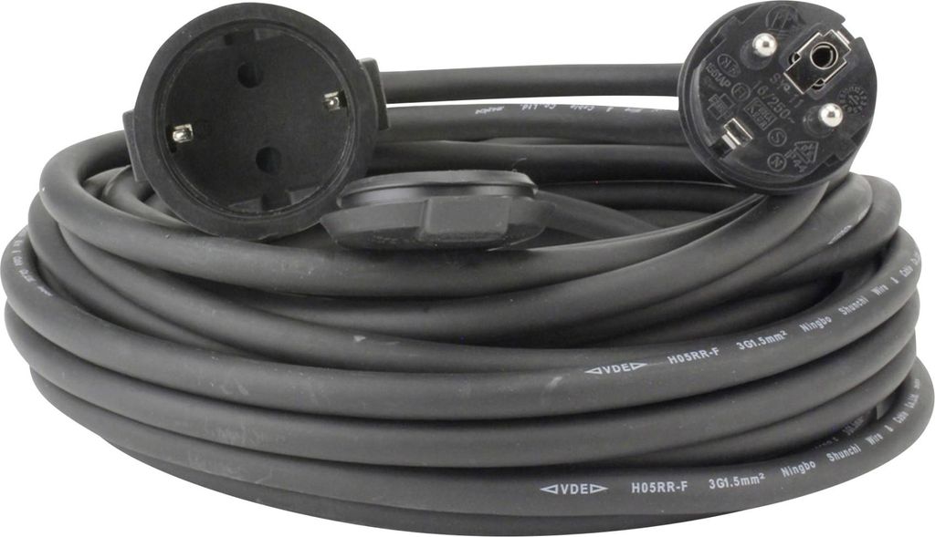 Verlängerungskabel Außen 10 Meter H05RR-F3G1,5, schwarz Produktbild 