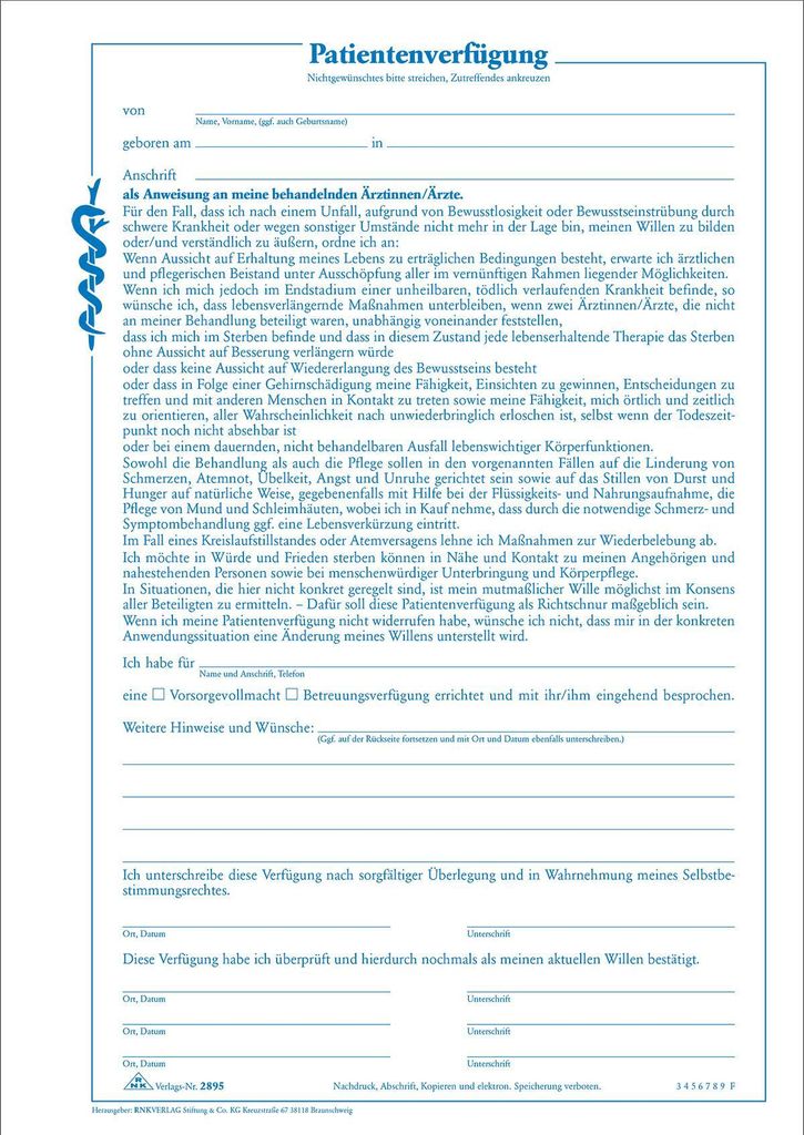 RNK-Verlag Patientenverfügung Formulare 2895 Produktbild 6
