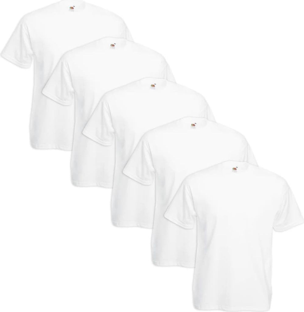 Fruit of the Loom Große Größe Valueweight T-Shirt 5 Stk. Weiß 5XL