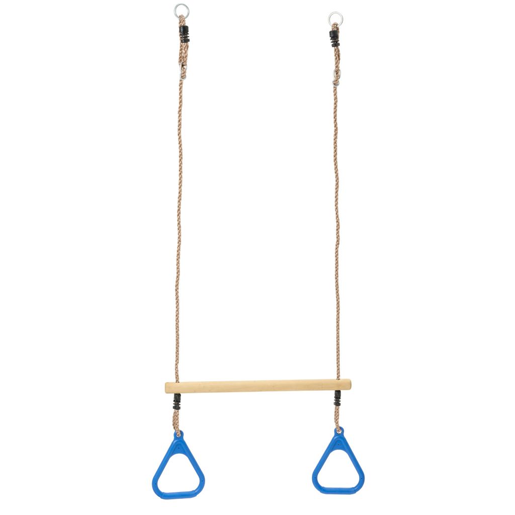TRIBECCO Trapezschaukel mit Griffen & verstellbarem Seil – für Kinder ab 3 Jahren, bis 70 kg (Blau)
