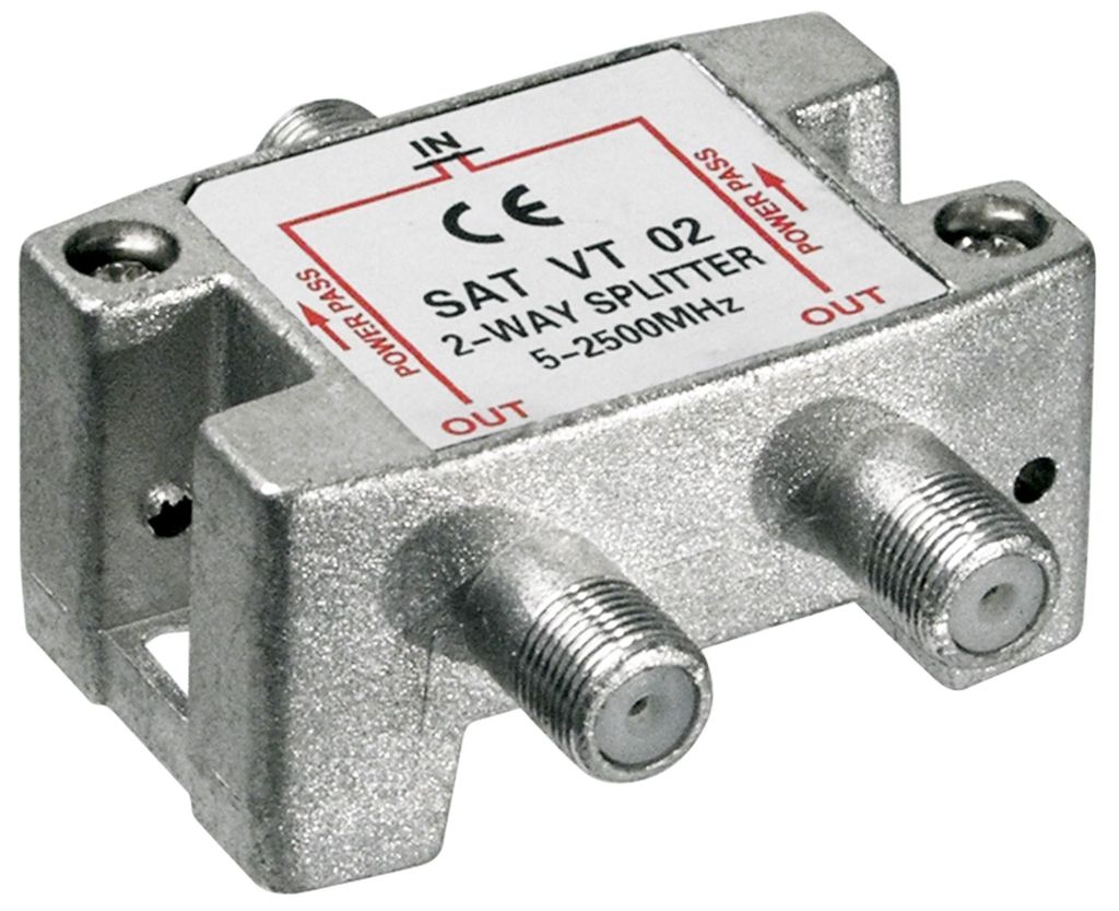Goobay 67001 SAT-Verteiler, 2-fach, 2 x out, Silber - für Produktbild 