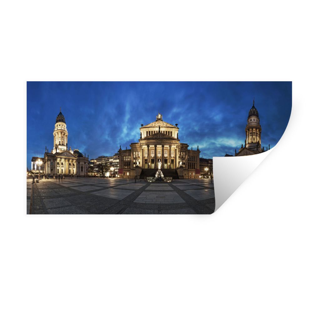 MuchoWow Wandtattoo Wandsticker Wandaufkleber Platz - Berlin - Abend 150x50 cm Selbstklebend und Repositionierbar - Repositionierbar - Wasser abw...