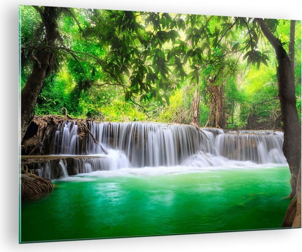 Bilder auf glas - Wasser Park Natur Landschaft - 70x50cm - Glasbilder - Wandbilder - Kunstdruck - zum Aufhängen bereit - Wanddekoration aus Glas -...