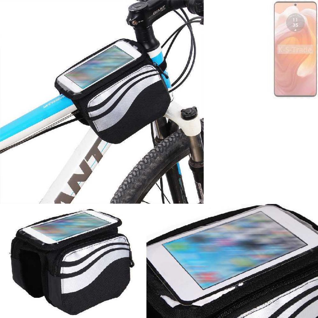 K-S-Trade Rahmentasche Fahrrad-Halterung kompatibel mit Motorola Edge 50 Ultra Rahmenhalterung Fahrrad Handyhalterung Fahrradtasche Handy Smartphone