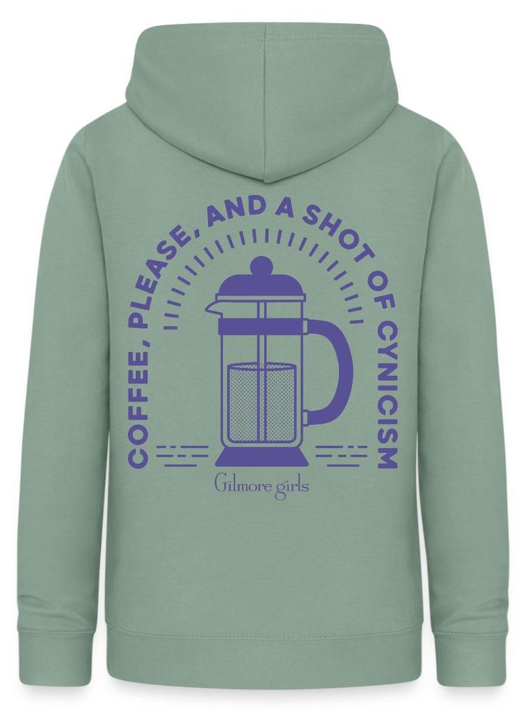 Spreadshirt Gilmore Girls French Press Mit Kaffeespruch Damen Hoodie, L, Graugrün