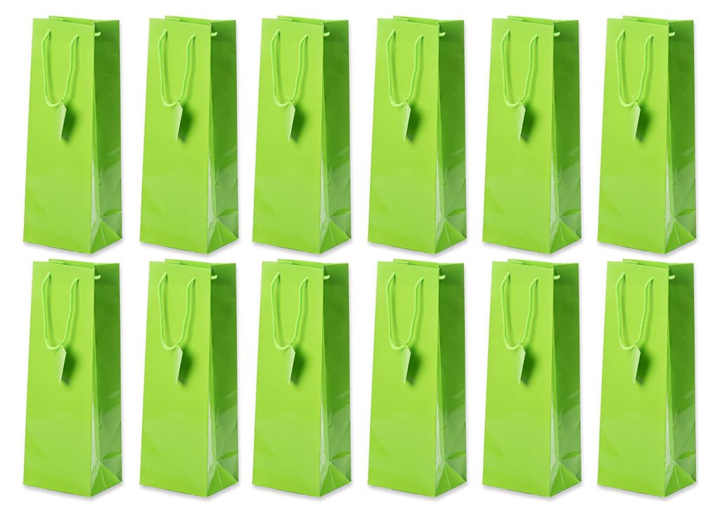 Sacchetti per bottiglie, 12 pezzi, colore verde unito, Immagine del prodotto 