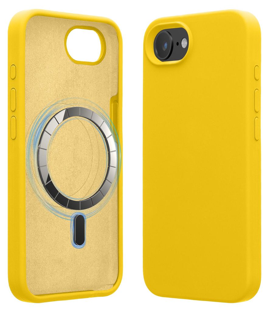 kwmobile Hülle kompatibel mit Apple iPhone 17e / iPhone 16e Hülle - magnetisches Silikon Case kompatibel mit MagSafe - Cover gummiert Strahlend Gelb