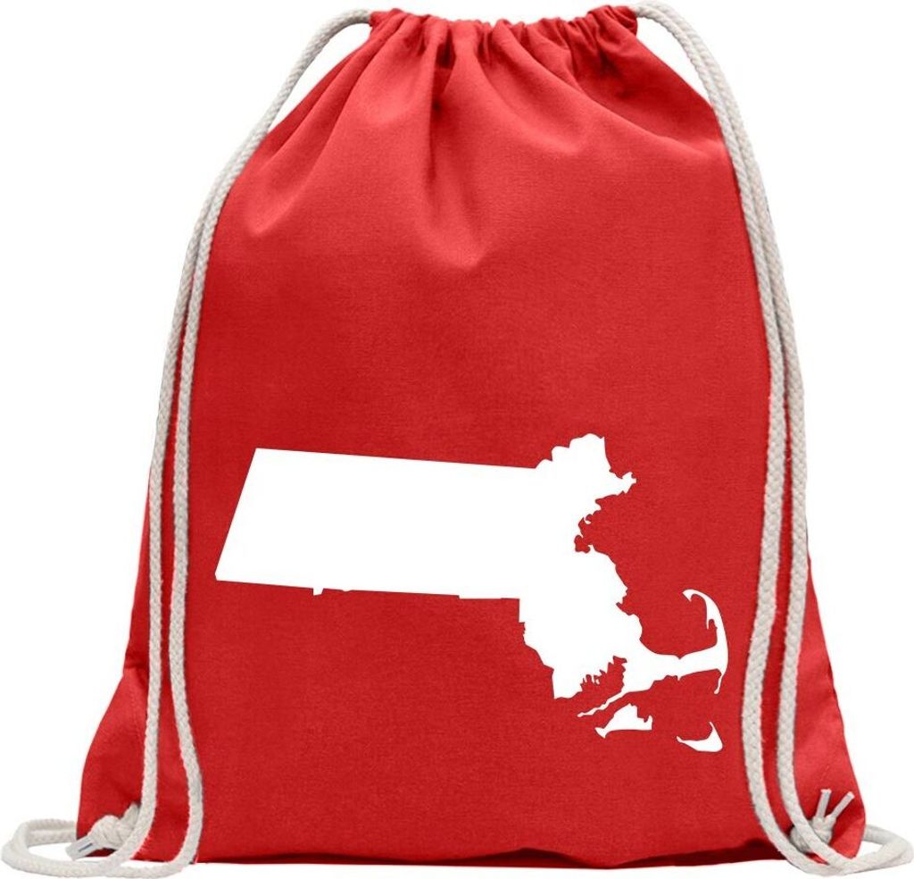 Kiwistar - Turnbeutel - rot - USA - Bundesstaat - Massachusetts - Fun Rucksack Sport Beutel Gymsack Baumwolle mit Ziehgurt
