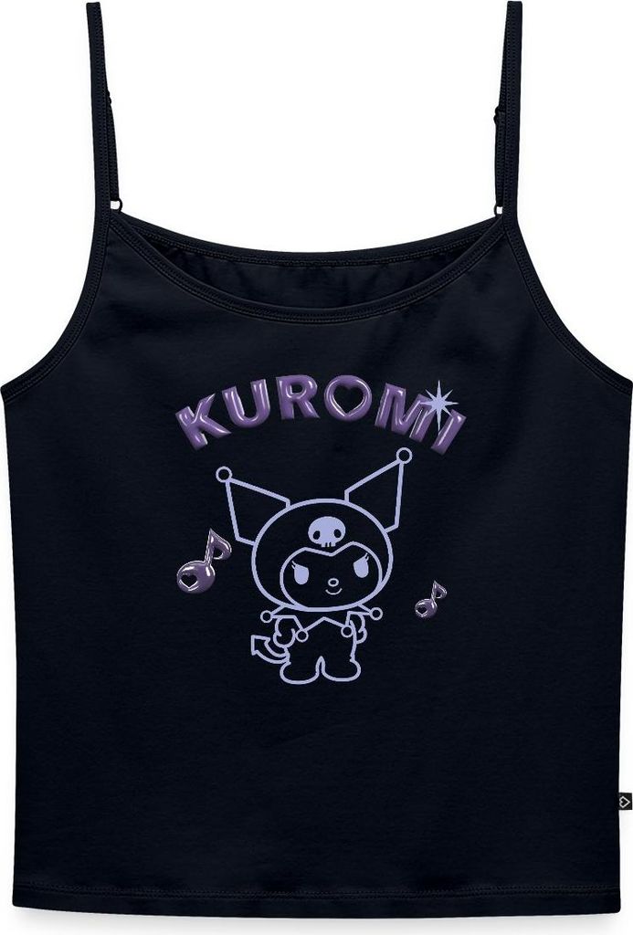Spreadshirt Kuromi Outline Mit Chrome Schriftzug Frauen Spaghetti Tank Top, XL, Navy