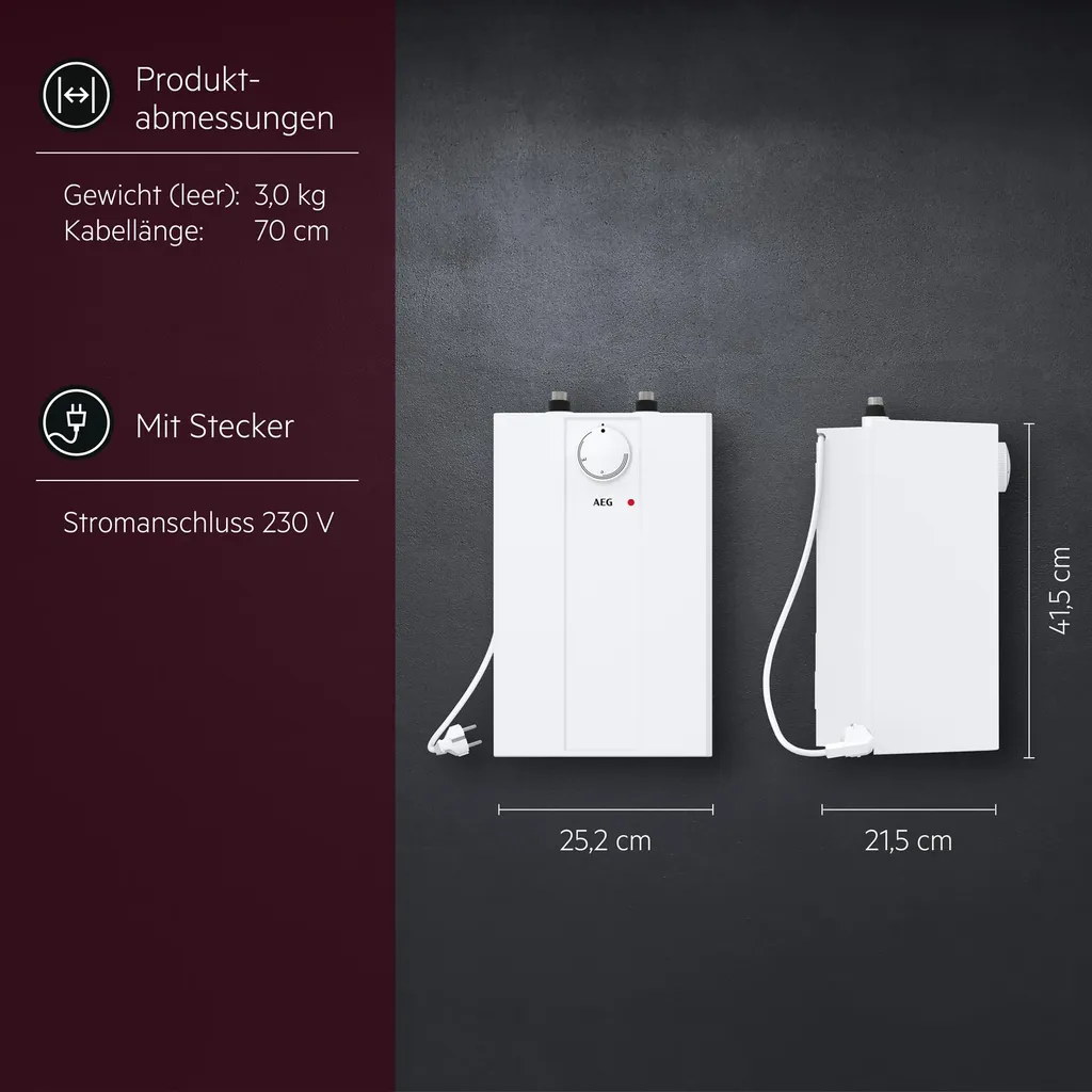 Petit chauffe-eau 5L sous évier AEG Huz 5 Basis - Eau chaude immédiate - 6