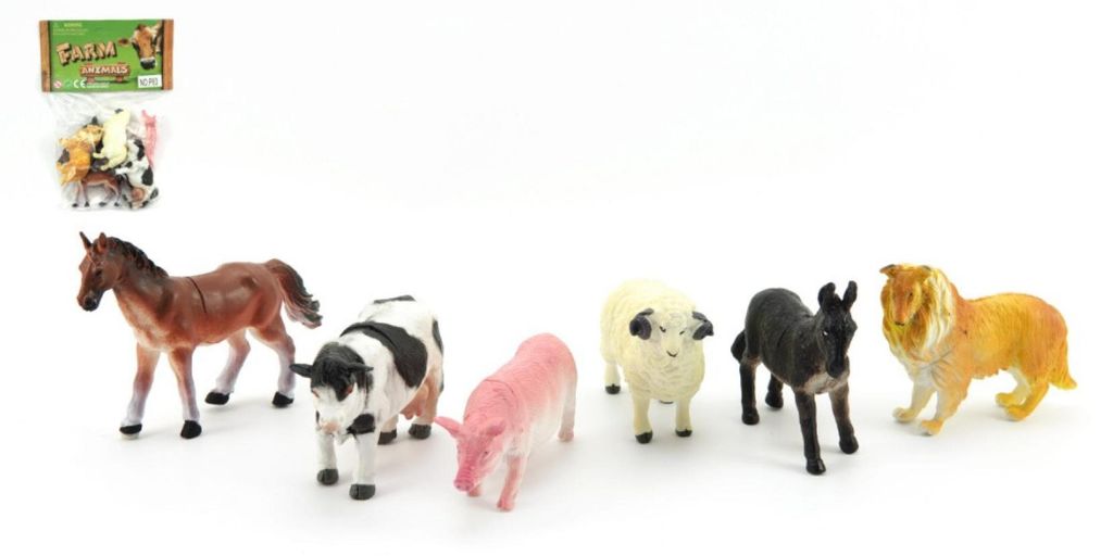 Dierenfiguren, boerderij, 6 stuks, plastic, 9 cm, verpakt Productafbeelding 