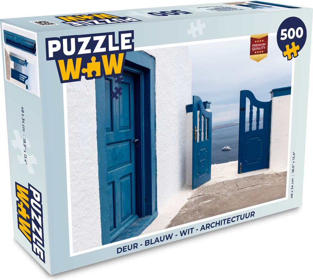 MuchoWow Puzzle 500 Teile Tür - Blau - Weiß - Architektur - 500 Teile - Kinder - Selberbauen - Puzzlespiele