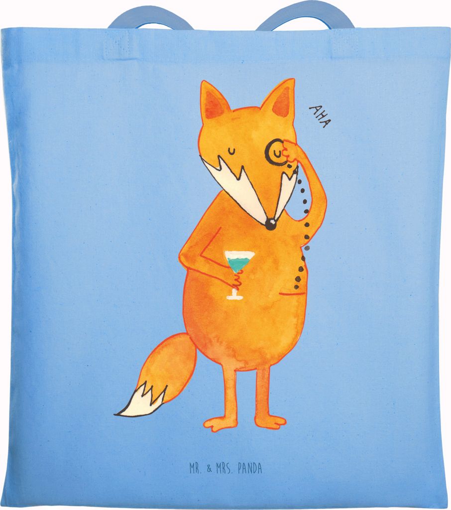 Mr. & Mrs. Panda Beutel Fuchs Lord - Sky Blue - Geschenk, Spruch Lustig, Motivation, einkaufstasche baumwolle, Büchertasche, Neugierig, Cocktail, ...