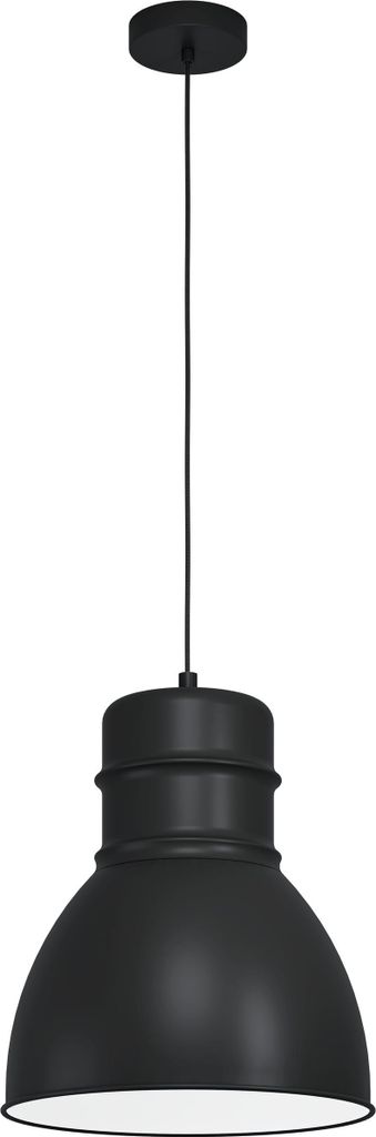 EBURY Hängeleuchte Hängelampe Pendellampe Pendelleuchte - H110 x Ø38 cm - schwarz, weiß - 1X60W exkl. - IP20