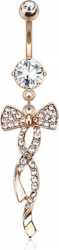 Bauchnabelpiercing Schleife Anhänger vergoldet Bananabell Rosegold Zirkonia Chirurgenstahl rosegold 10 mm