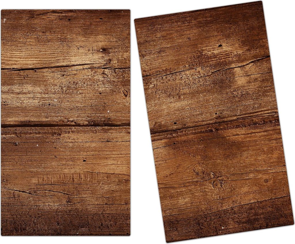 Spritzschutz Herdabdeckplatte Schneidebrett aus Glas Hölzerner Hintergrund 2-Teilig (60x52cm)