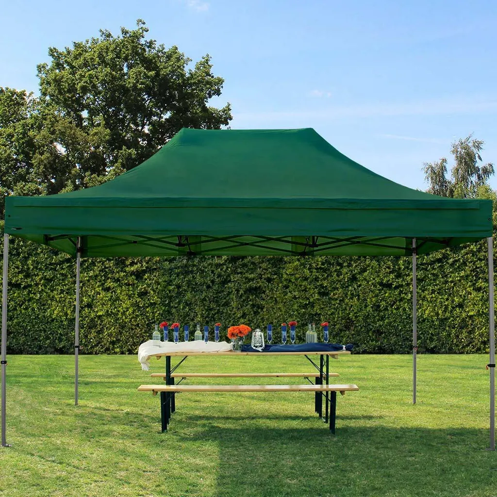 TOOLPORT Tonnelle pliante 3x4,5 m en Acier et PES 750 vert foncé solide