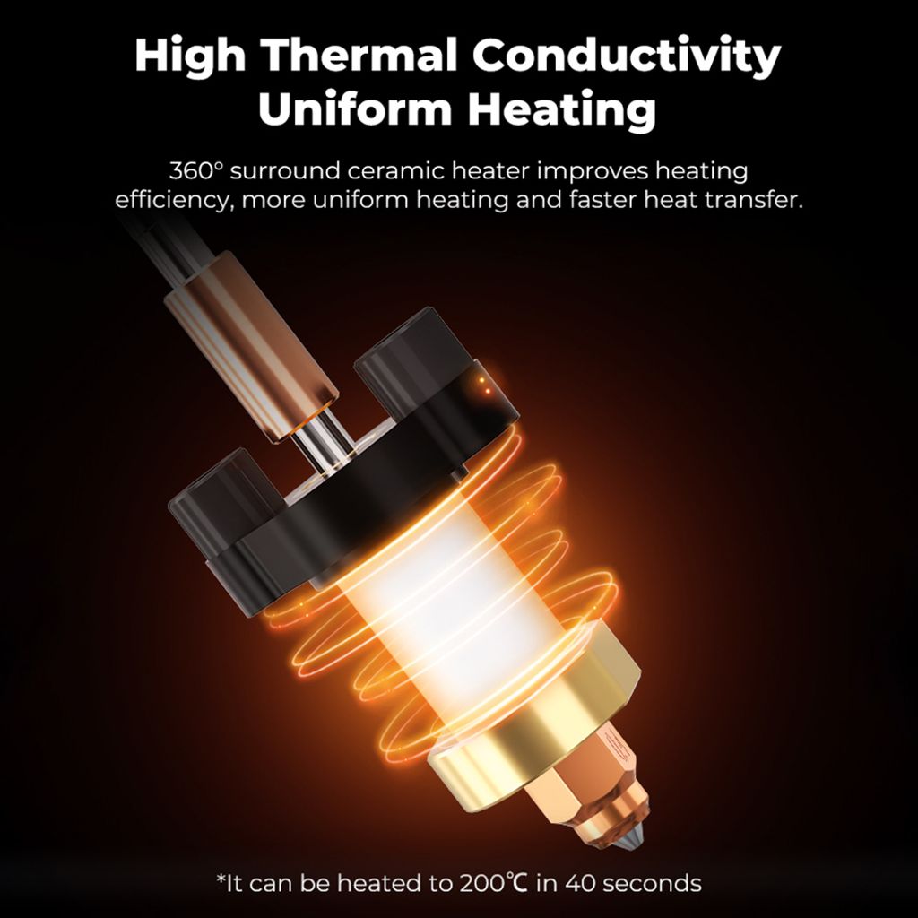 Produktbild von Creality Keramik-Heizblock-Kit Für K1C – 60 W, Inkl. 5 Düsen 0,4 Mm, Titan-Heizrohr, Bis 300 °C, Hochgeschwindigkeits-Druckkopf