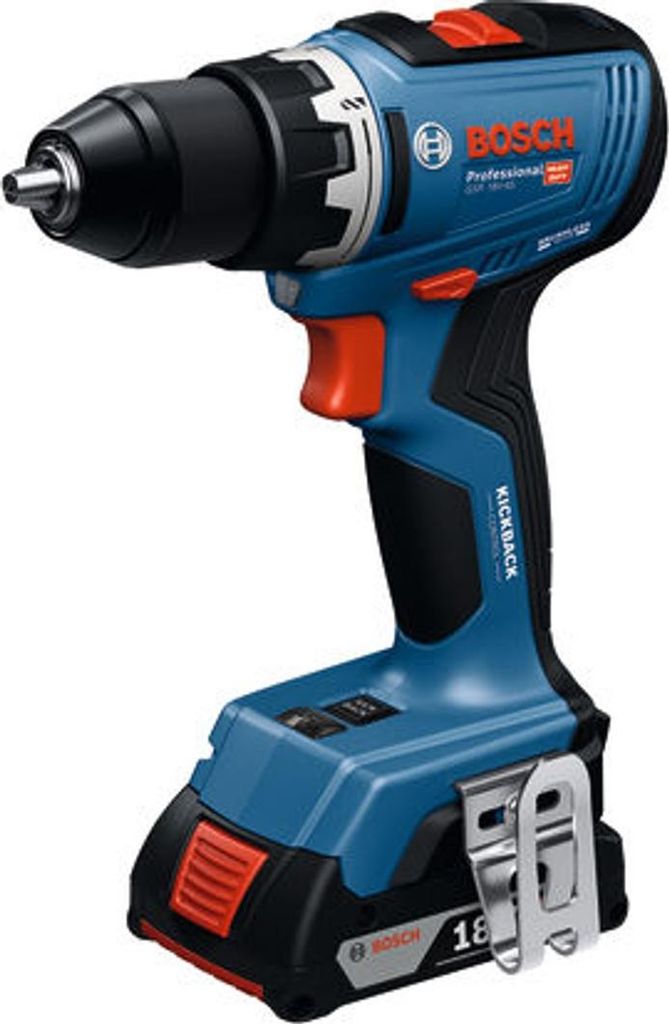 Bosch Professional Werkzeug-Set, GSR 18V-65 + 2 x Akku + 19-teiliges Set Handwerkzeug-Set in L-BOXX