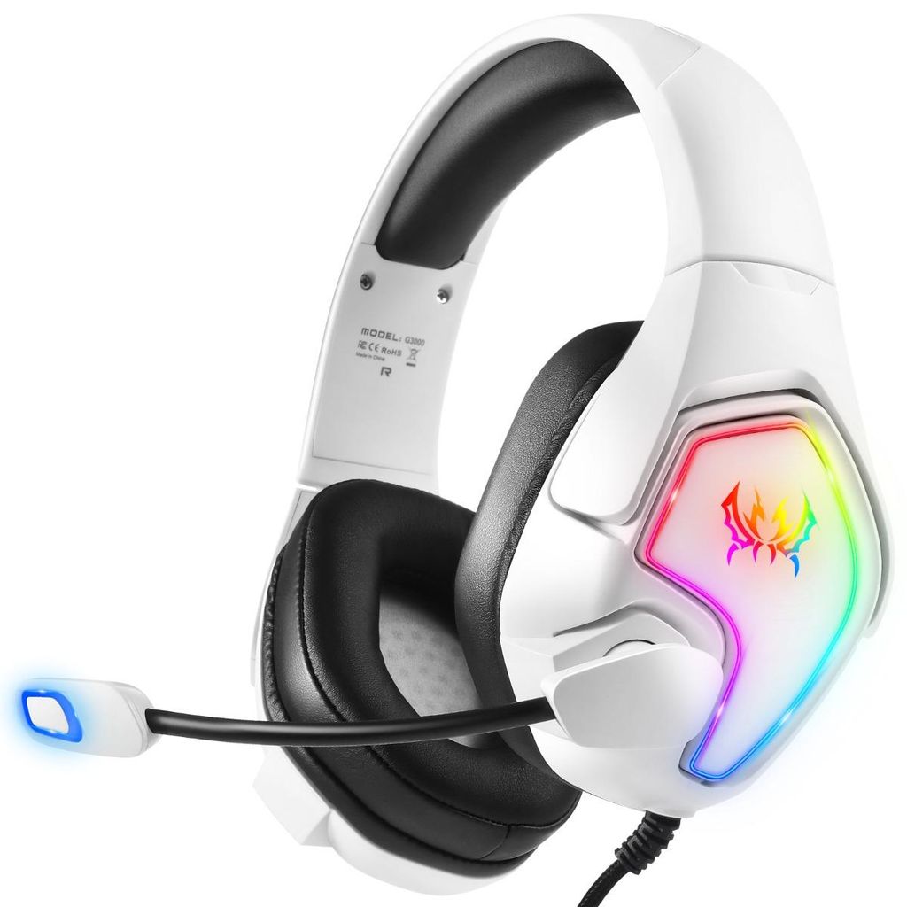 INF Kabel-Gaming-Headset RGB ABS 21cm x 19.5cm x 9.5cm für Konsole Weiß
