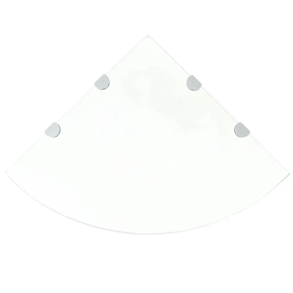 Tablette d'angle verre transparent 8mm et fixations chromées 45 cm