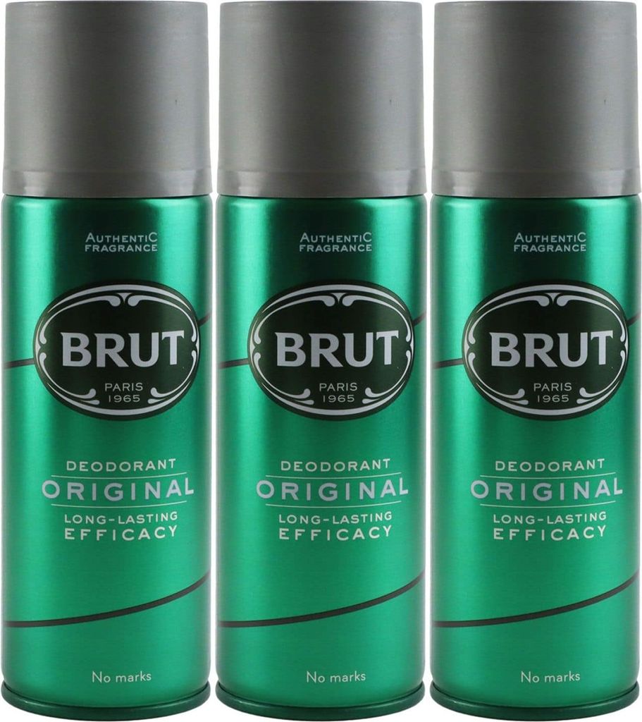 3 x Brut Original Deospray je 200ml pflegt und erfrischt for men