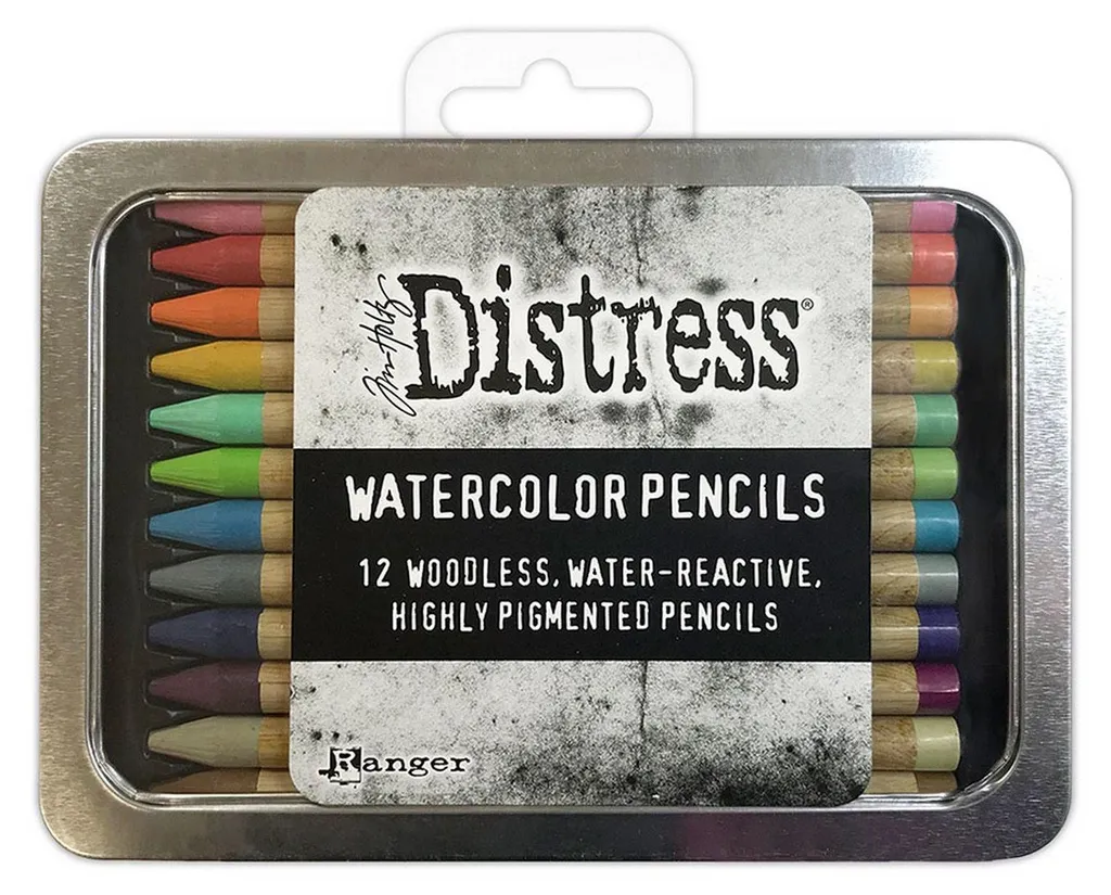 Distress Watercolor Pencils Kit 2 pigments intenses et réactifs eau