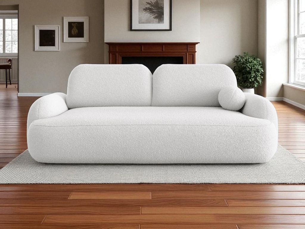 BEDANTE SOFA MOLLY mit Schlaffunktion TERRA FROTTE 00 Weiß mit Stauraum Bettkasten Wohnzimmersofa Couch Sofa Bettsofa Bettkasten Bettcouch