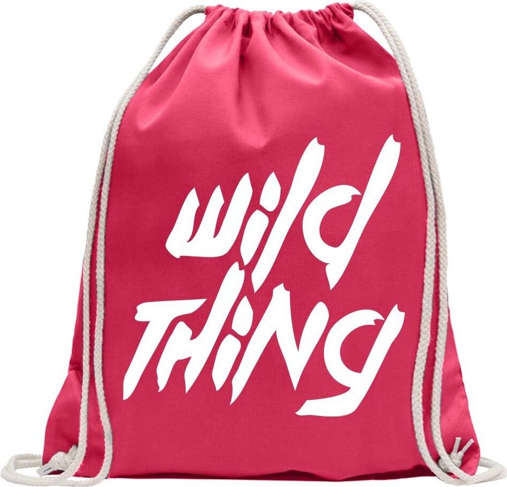 Kiwistar - Turnbeutel - pink - Wild Thing - Girl - Tussi - Fun Rucksack Sport Beutel Gymsack Baumwolle mit Ziehgurt