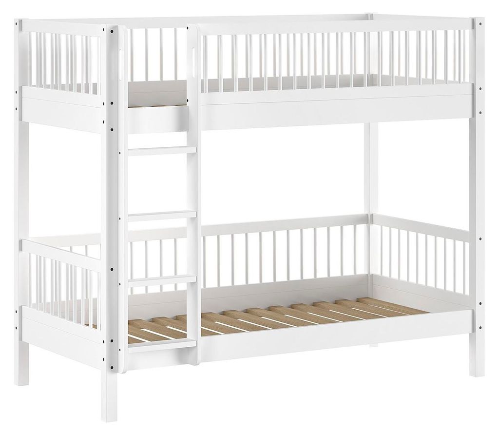 Etagenbett 90x200 Keeley Buche Kinder Weiß Massivholz Stabil Komfort