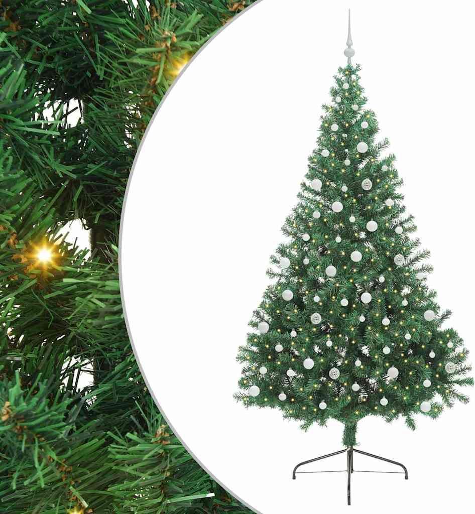 vidaXL Künstlicher vorbeleuchteter Weihnachtsbaum Grün 240 cm PVC