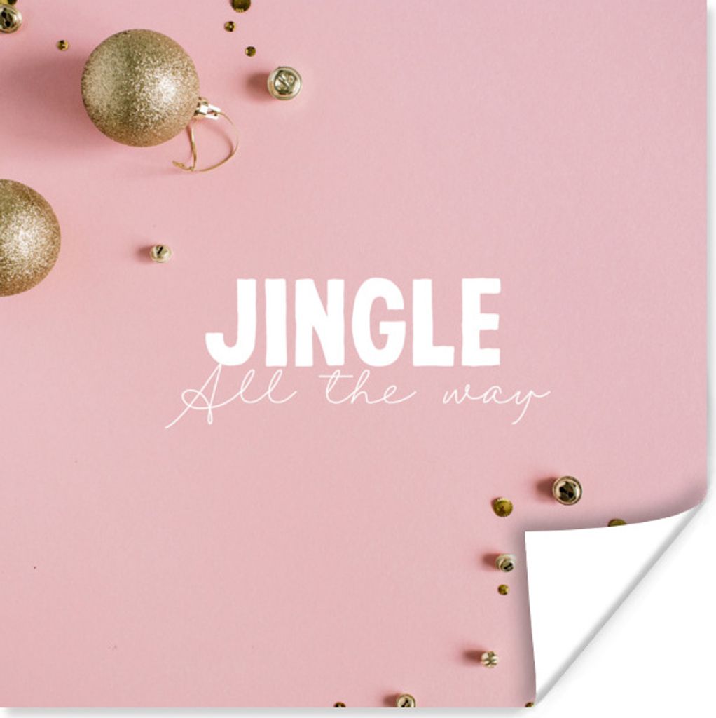 MuchoWow Poster Winter - Christbaumkugeln - Gold 30x30 cm - Wandposter - Printing