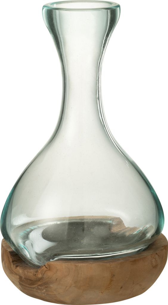 J-Line Vase Flasche Gamal Holz/Glas Naturell/Transparent Small