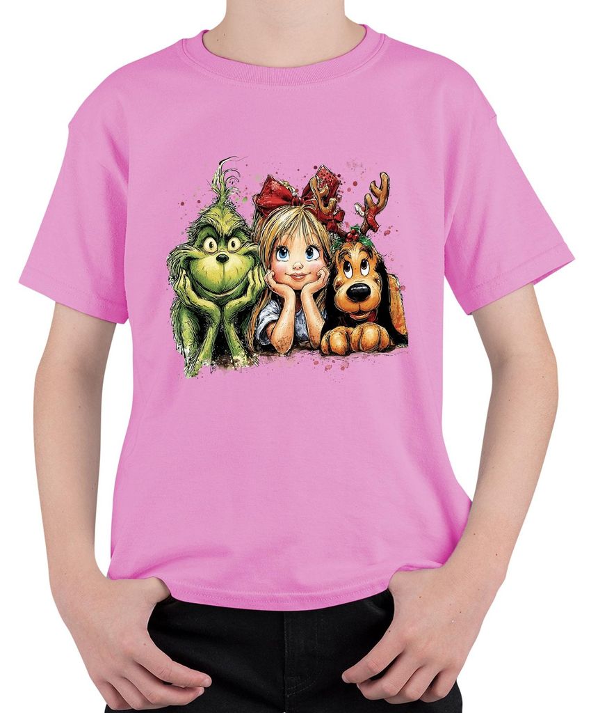 Grinch Cindy Lou Who Max Weihnachten Kinder lustig Retro Uni Kinder T-Shirt, Pink, 128