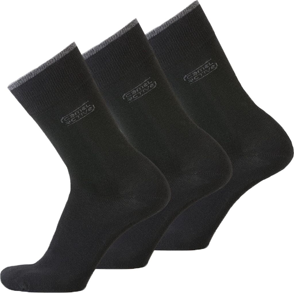 camel active Basic Socks 3er Pack 6593 610 black Strumpf schwarz Socken, Größe:43-46