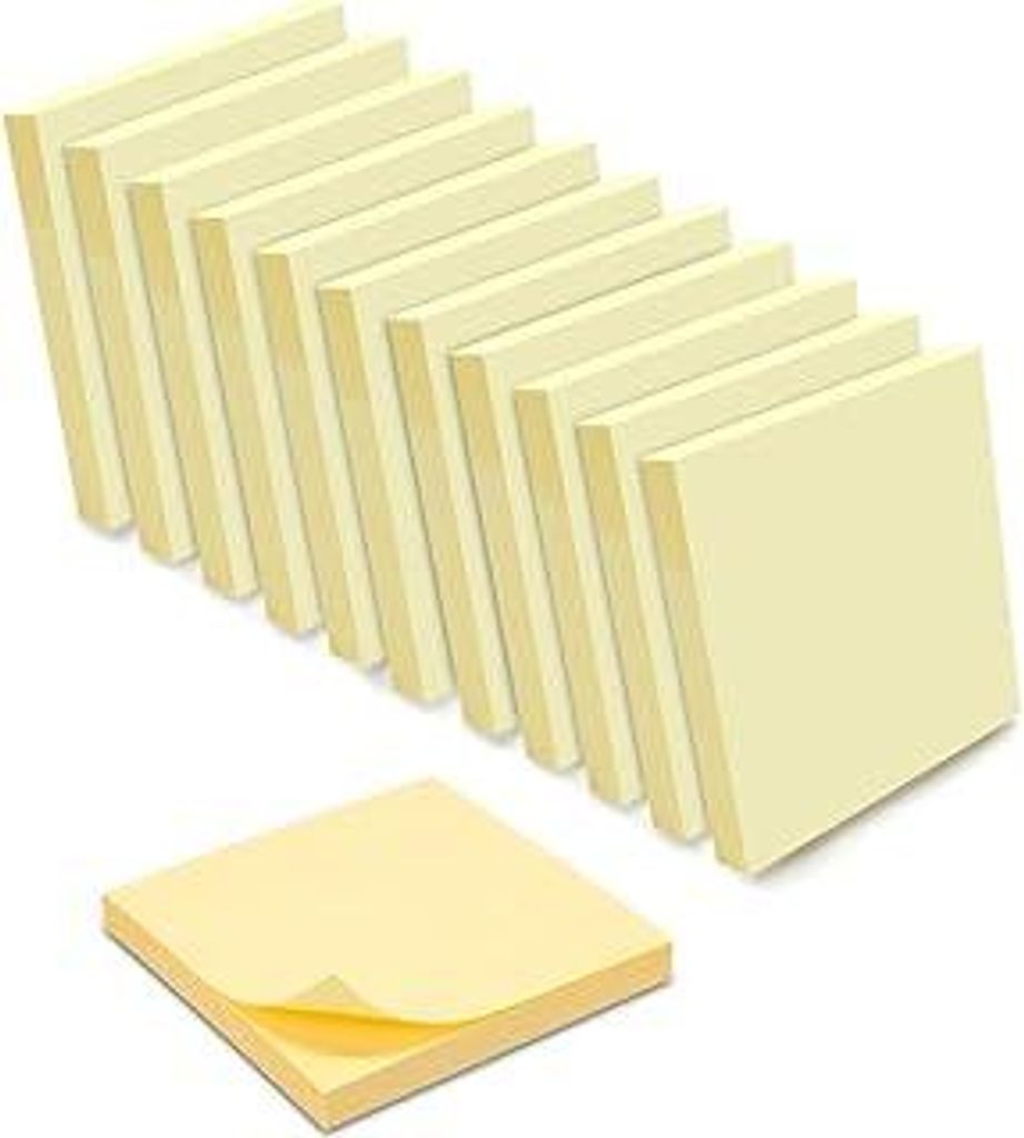 WAYTEX Haftnotizen, selbstklebend, 12 Blöcke à 100 Blatt, 75 x 75 mm, Gelb