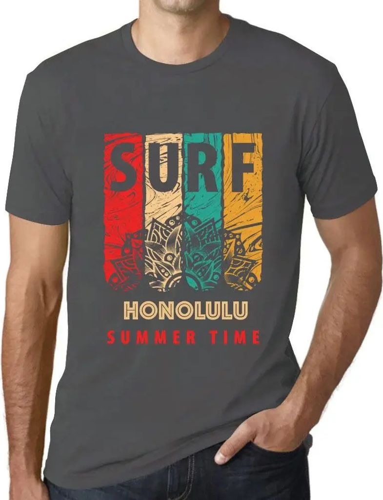 Herren Grafik T-Shirt Sommerliches Surfen in Honolulu – Summer Time Surf In Honolulu – Öko-Verantwortlich Vintage Jahrgang Kurzarm Lustige Druck
