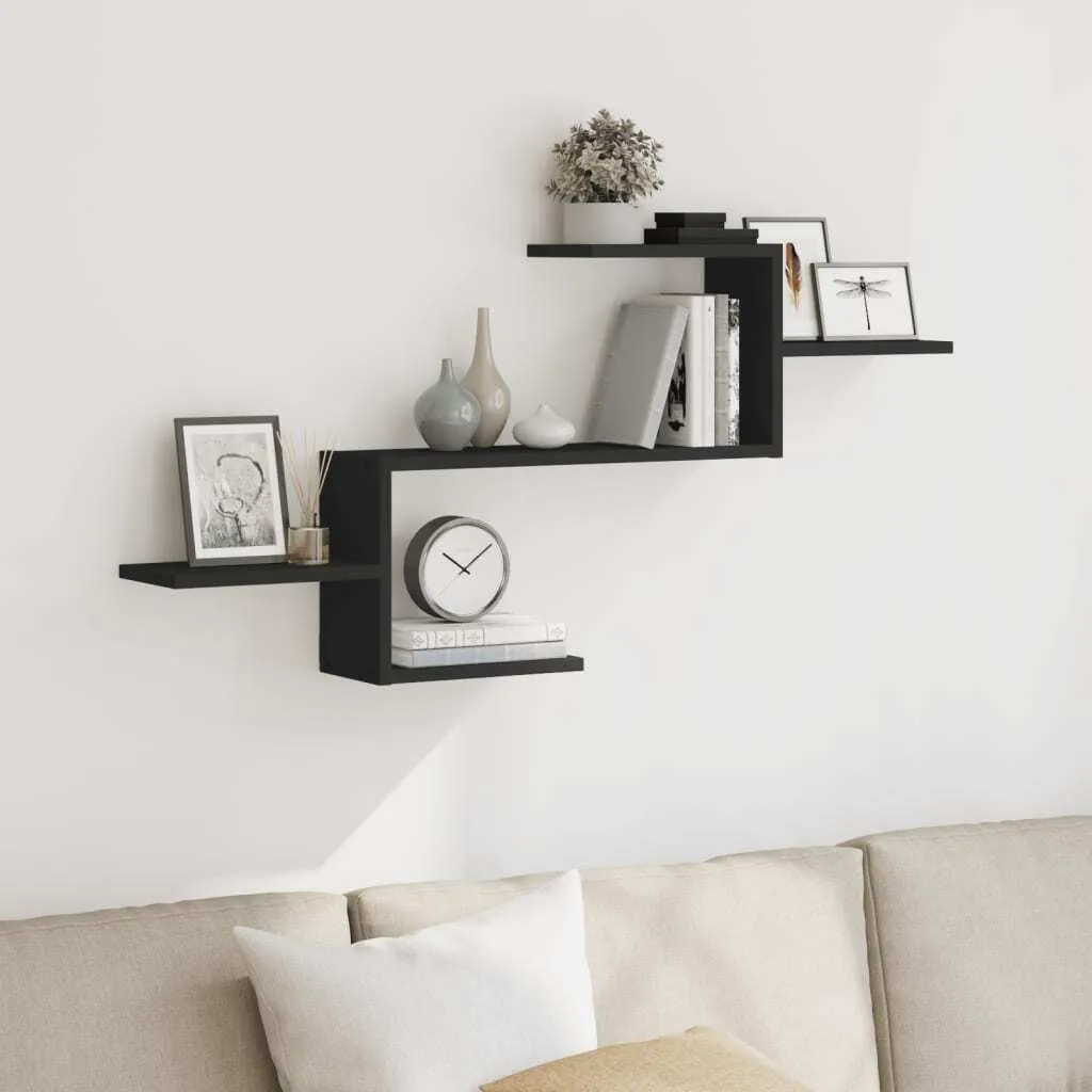 Scaffale da Parete Nero 104x15x49 cm | Mensola Design in Legno 5193241