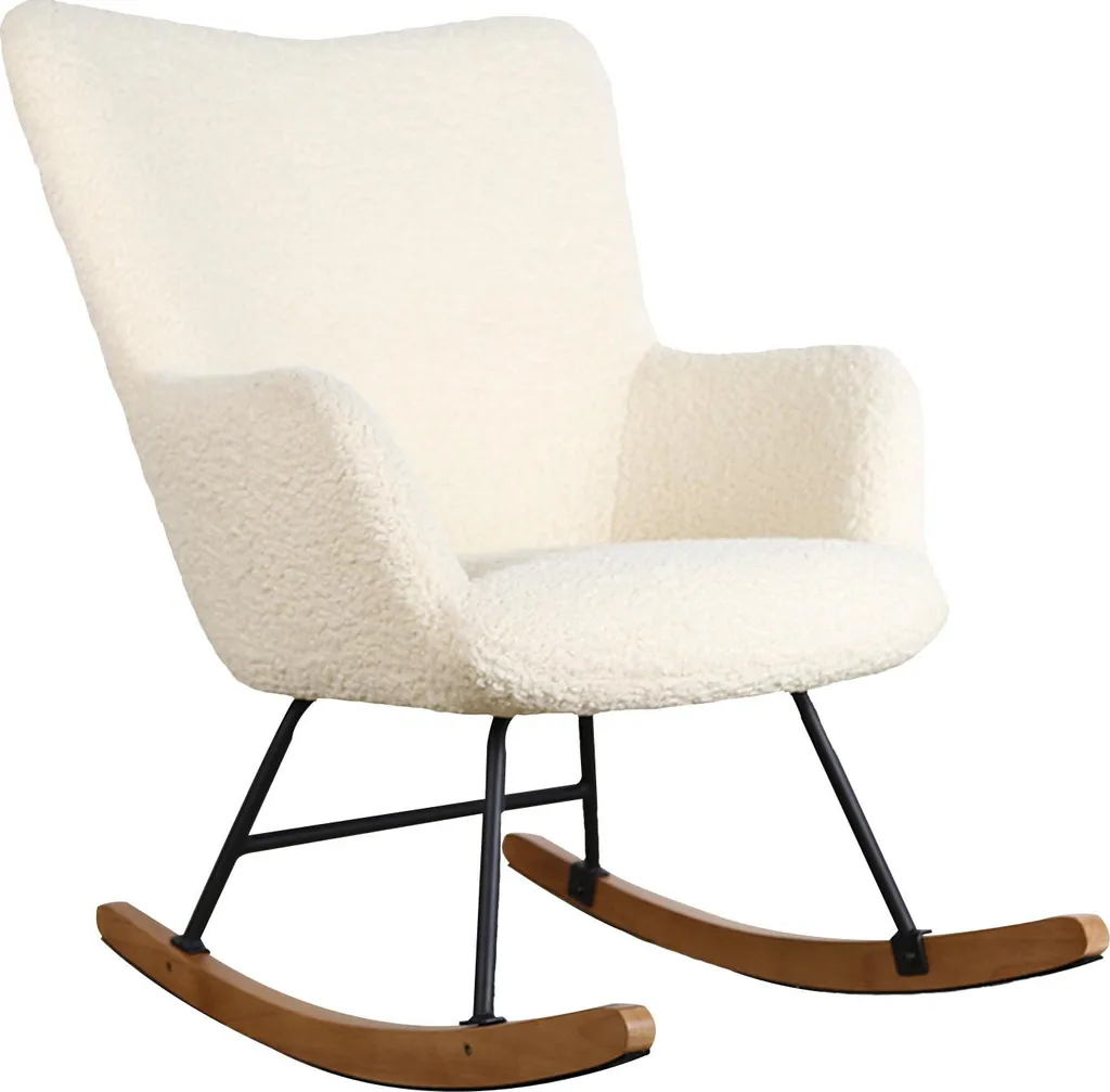 Fauteuil à bascule KAIRA bouclette blanche : confort et douceur cosy