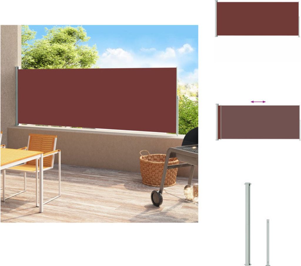 vidaXL Seitenmarkise Ausziehbar 180x500 cm Braun - Sonnenschirme & Sonnenschutze