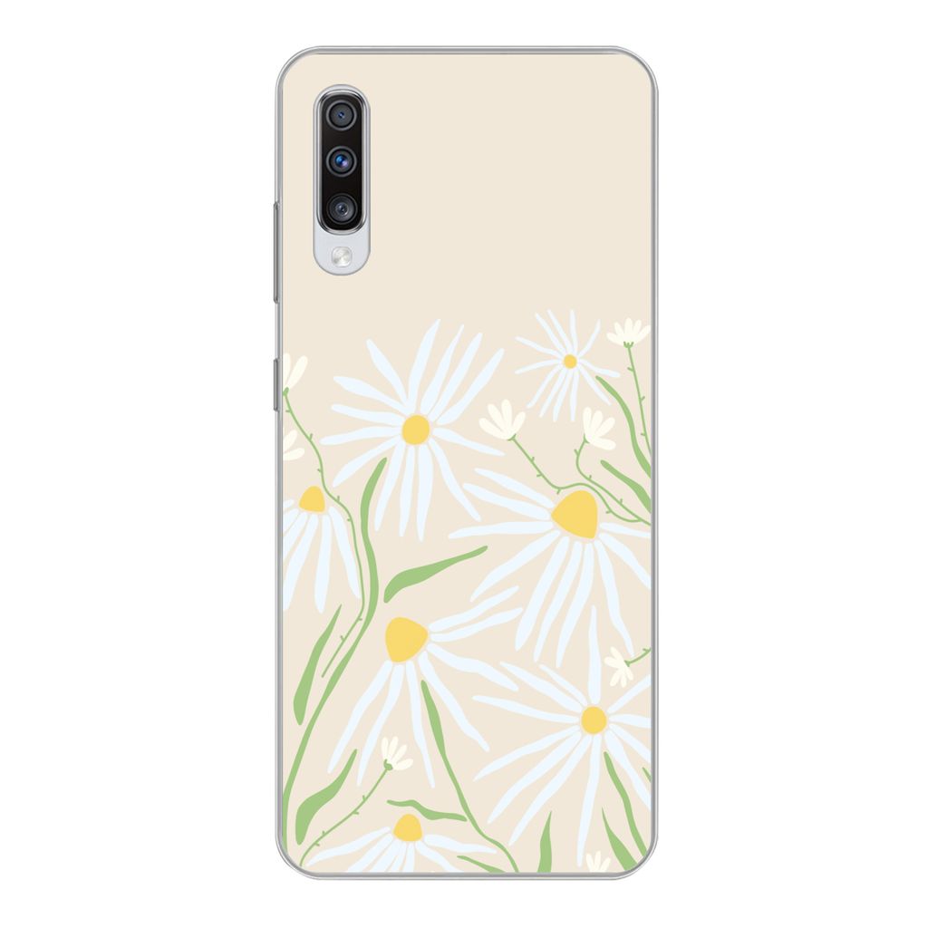 MuchoWow Handyhülle Schutzhülle Hülle für Samsung Galaxy A70 Blume - Muster - Gelb Silikon Softcase Handy Hülle - Schutzhaube