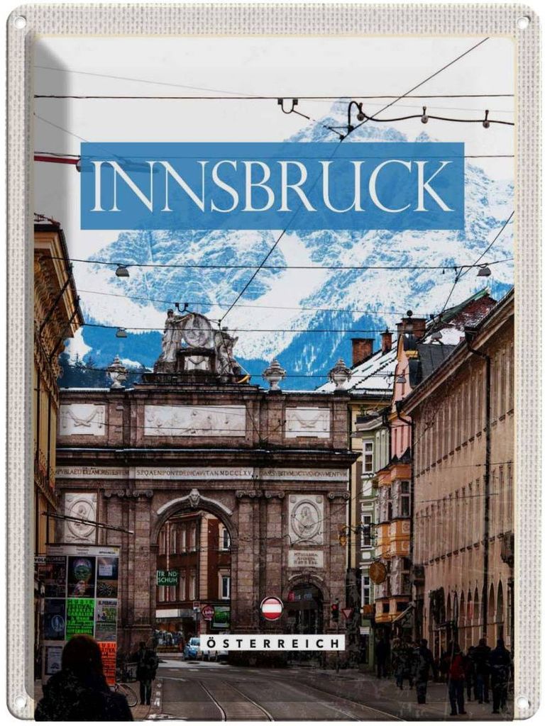 vianmo Blechschild 40x30 cm Innsbruck Österreich Aussicht Stadt Bildmotiv Reisemotiv Abenteuer Reisen Europa Urlaub