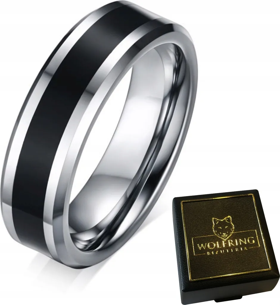 WOLFRING Anello Regalo Uomo Tungsteno EU25 - Simbolo Eterno