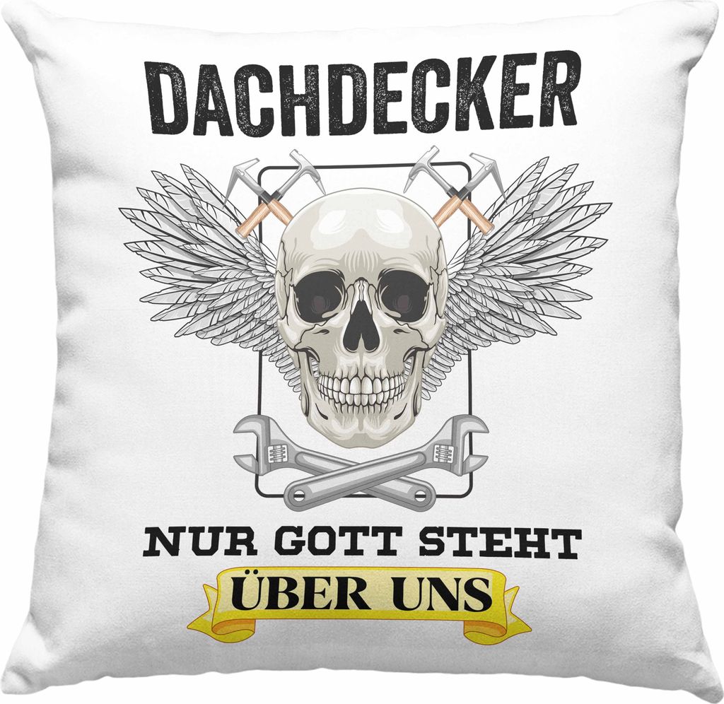 Trendation - Dachdecker Geschenke Deko-Kissen mit Füllung 40x40 Lustig Mann Männer Zubehör Geschenkidee Dachdecker-Meister Deko-Kissen mit Füll...